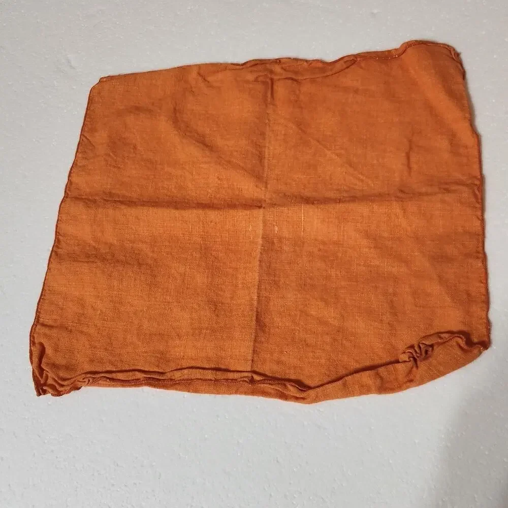Vintage Orange Linen Cloth Napkins Set Of 4 Dining Table Kitchen Boho Colorful